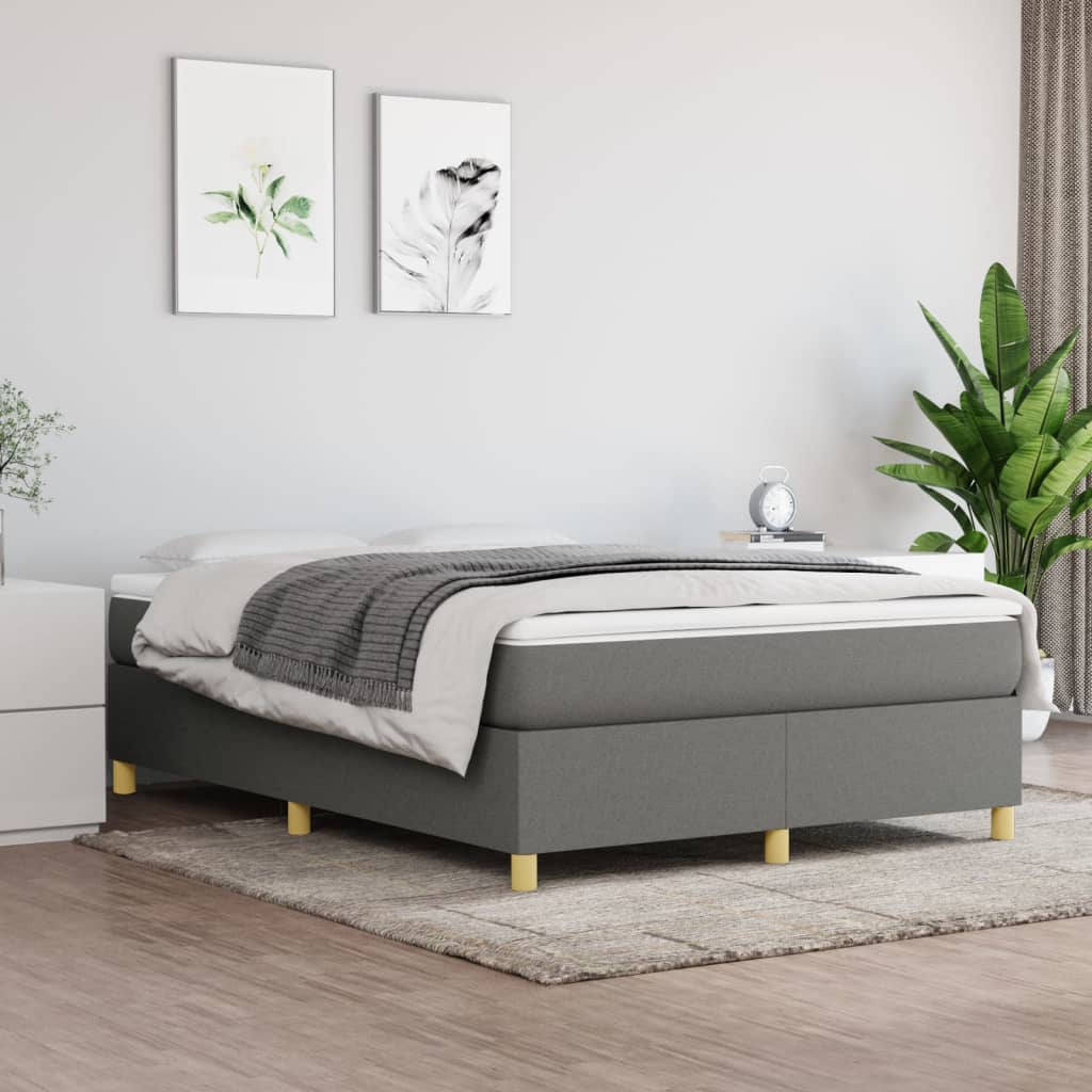 Struttura Letto a Rete a Molle Grigio Scuro 140x190 cm Tessuto