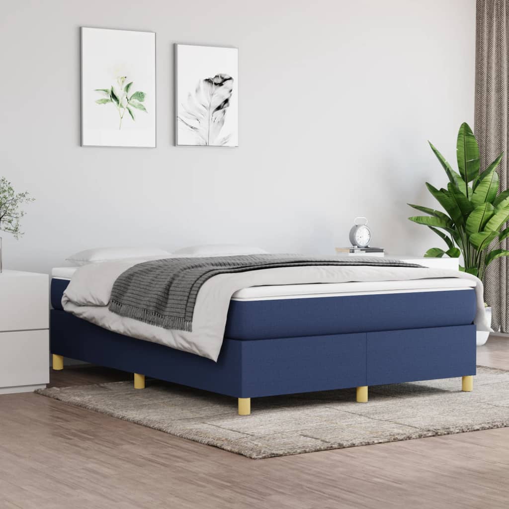 Struttura Letto a Rete a Molle Blu 140x200 cm in Tessuto