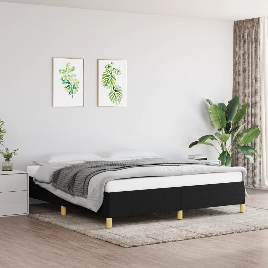 Struttura Letto a Rete a Molle Nero 160x200 cm in Tessuto