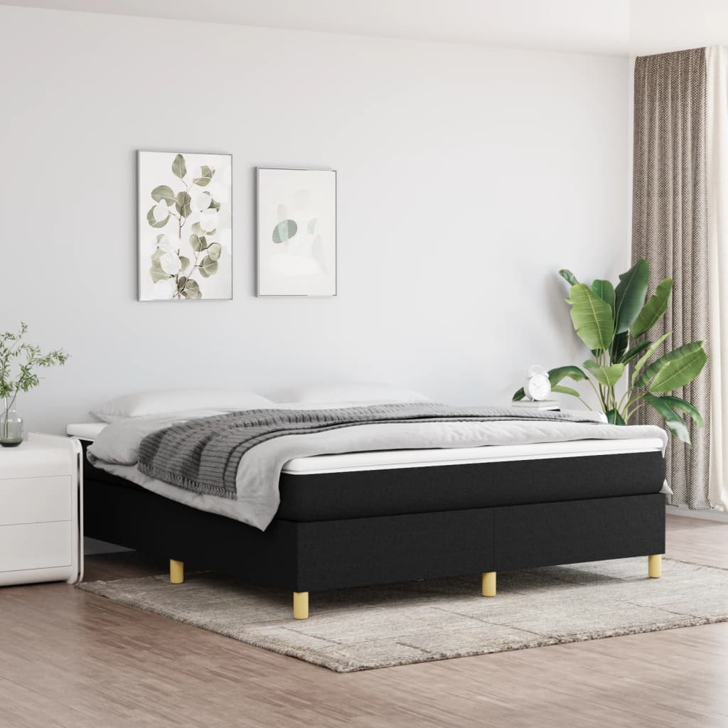 Struttura Letto a Rete a Molle Nero 180x200 cm in Tessuto