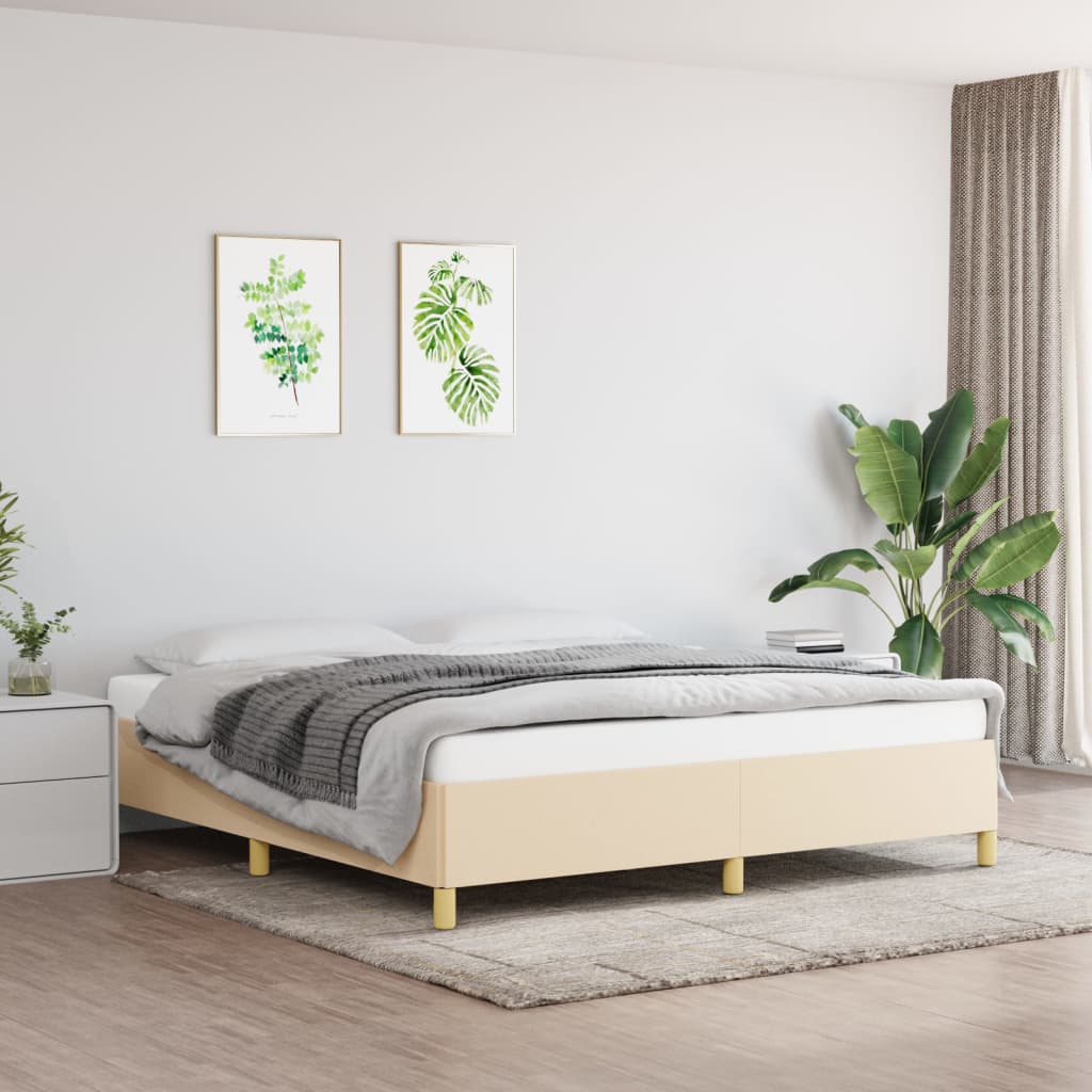 Struttura Letto a Rete a Molle Crema 180x200 cm in Tessuto