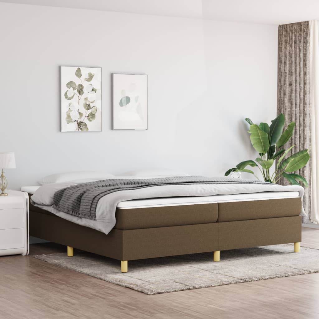 Struttura Letto a Rete a Molle Marrone Scuro 200x200 cm in Tessuto