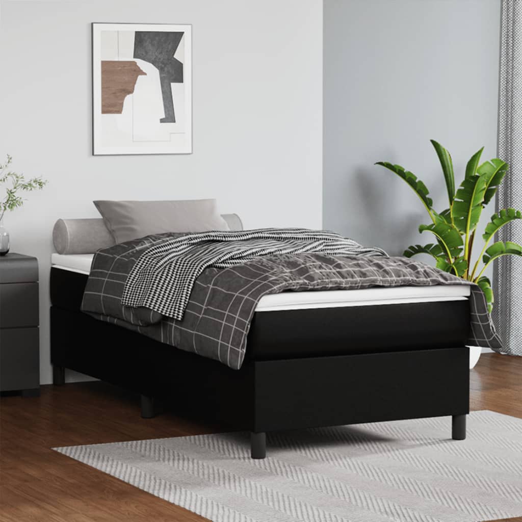 Struttura Letto a Rete a Molle Nero 90x190 cm in Similpelle