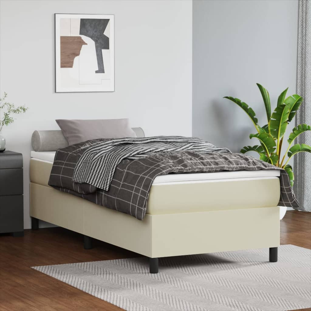 Struttura Letto a Rete a Molle Crema 90x190 cm in Similpelle