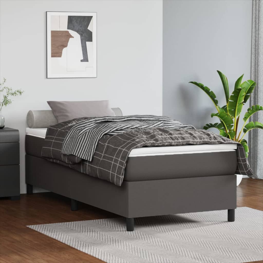 Struttura Letto a Rete a Molle Grigio 90x190 cm in Similpelle