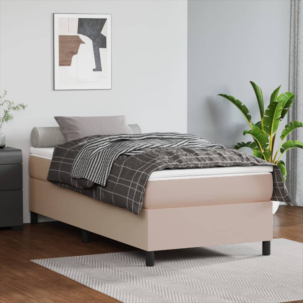 Struttura Letto a Rete a Molle Cappuccino 90x190 cm in Similpelle
