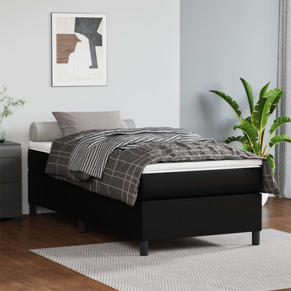 Struttura Letto a Rete a Molle Nero 90x200 cm in Similpelle