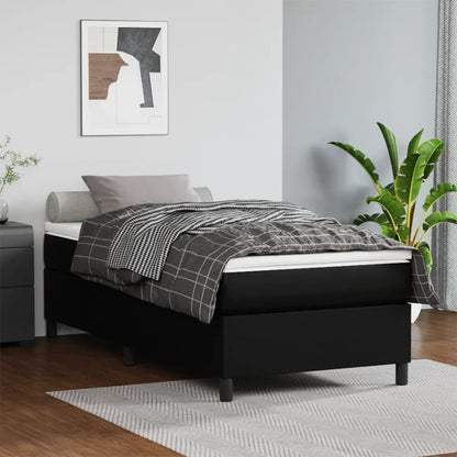 Struttura Letto a Rete a Molle Nero 100x200 cm in Similpelle