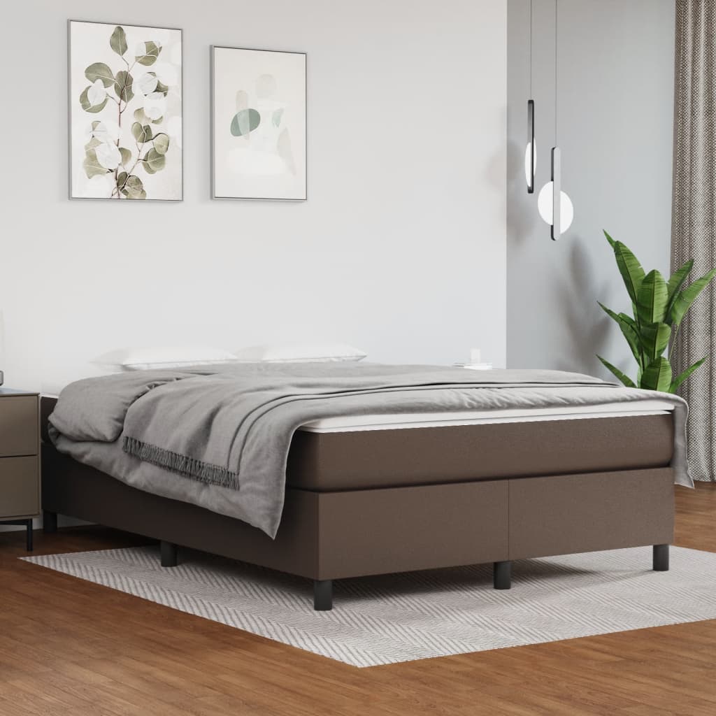 Struttura Letto a Rete a Molle Marrone 140x190 cm in Similpelle