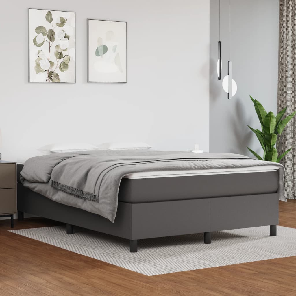 Struttura Letto a Rete a Molle Grigio 140x190 cm in Similpelle