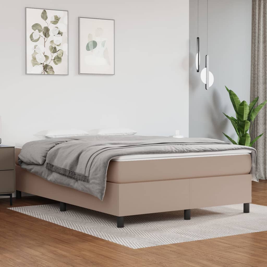 Struttura Letto a Rete a Molle Cappuccino 140x190 cm in Similpelle