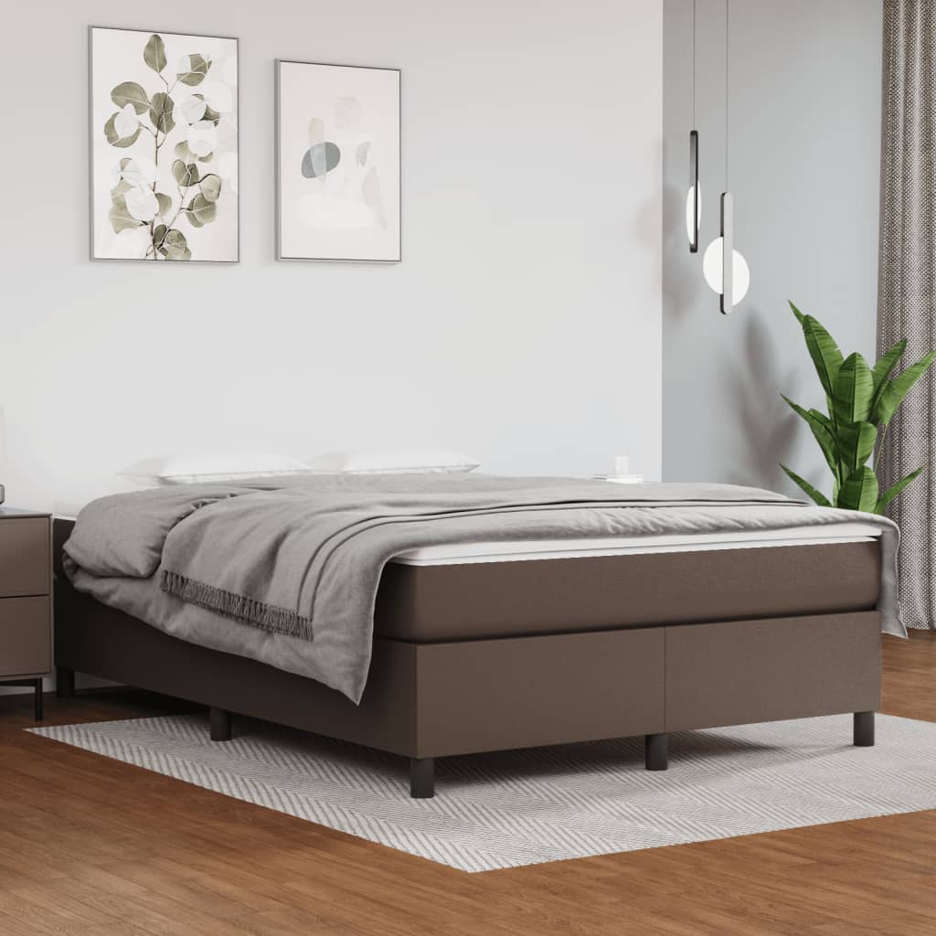 Struttura Letto a Rete a Molle Marrone 140x200 cm in Similpelle