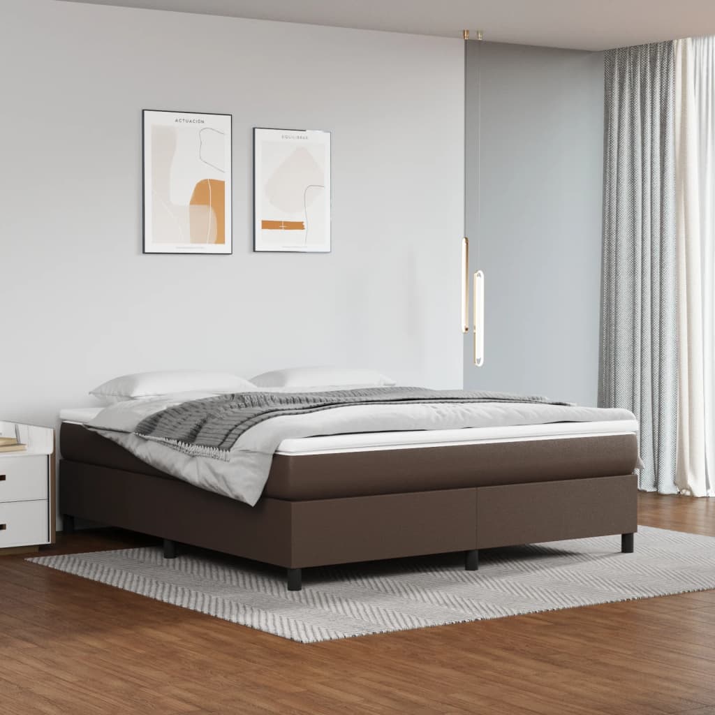 Struttura Letto a Rete a Molle Marrone 160x200 cm in Similpelle