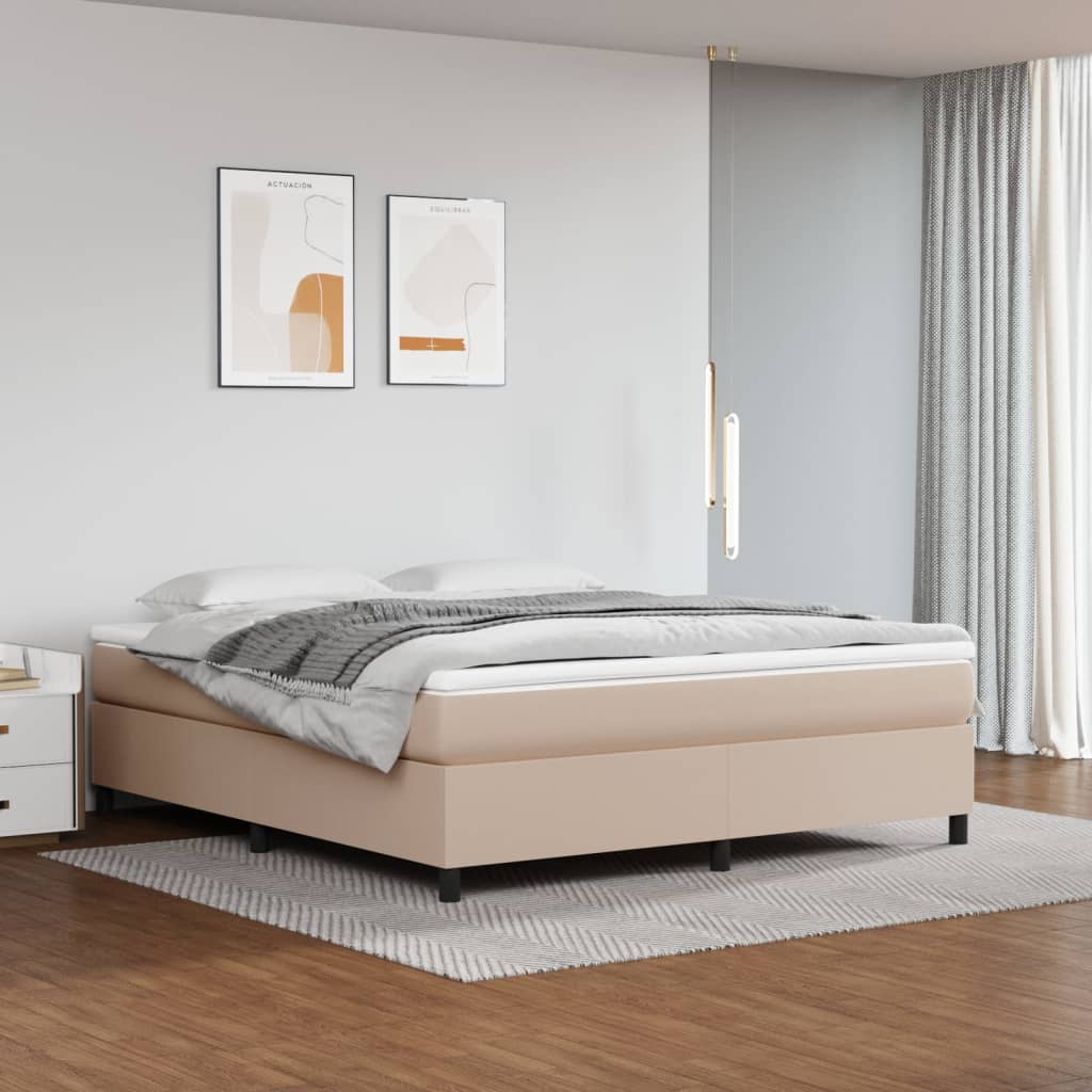 Struttura Letto a Rete a Molle Cappuccino 160x200 cm in Similpelle
