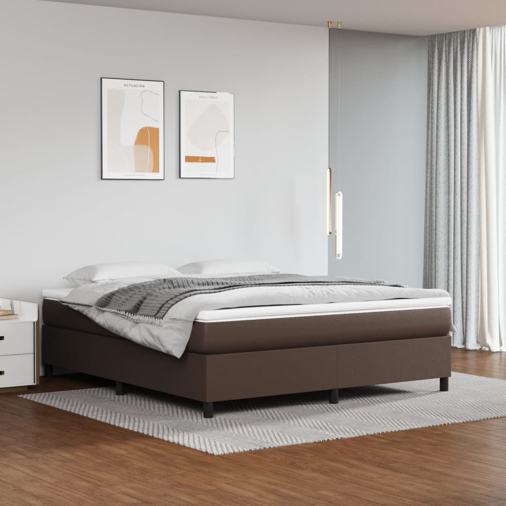 Struttura Letto a Rete a Molle Marrone 180x200 cm in Similpelle
