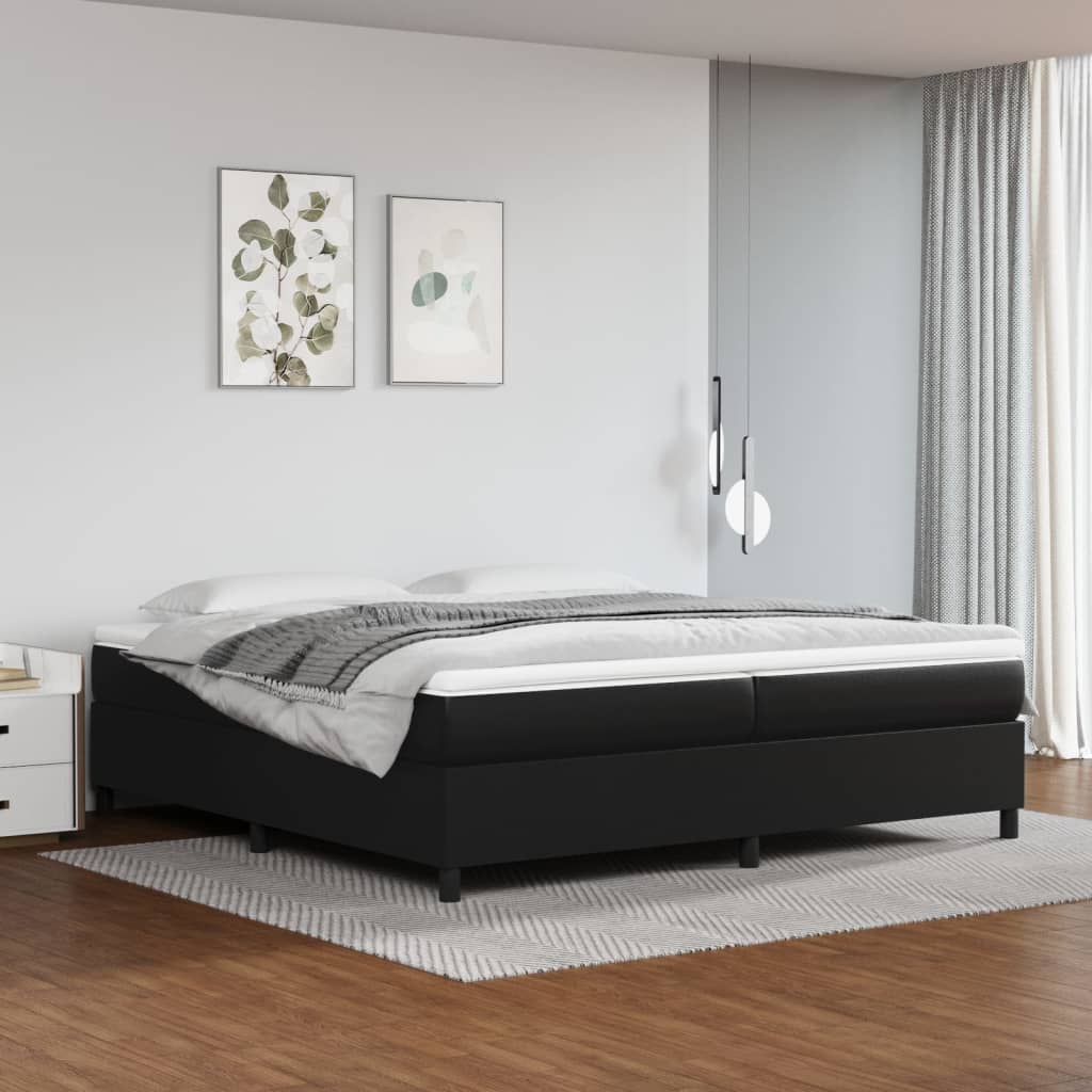 Struttura Letto a Rete a Molle Nero 200x200 cm in Similpelle