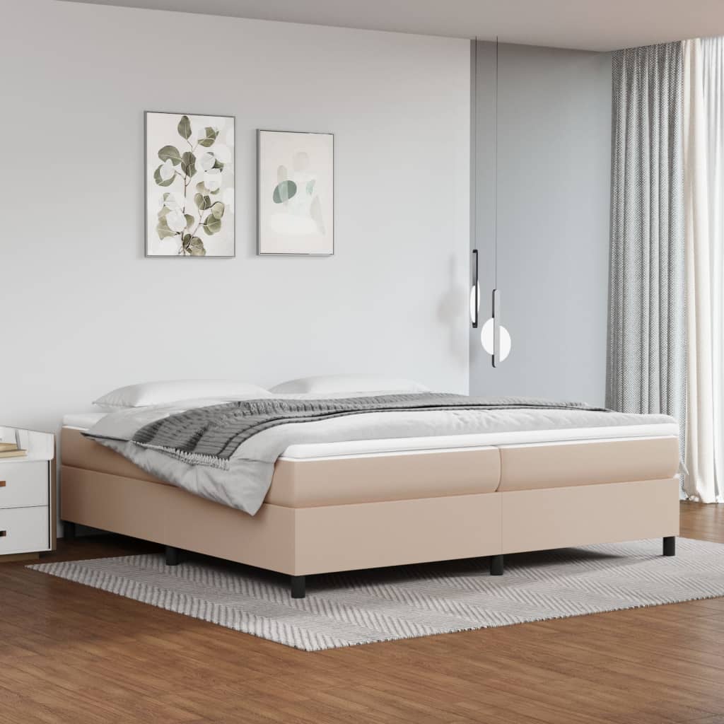 Struttura Letto a Rete a Molle Cappuccino 200x200 cm in Similpelle