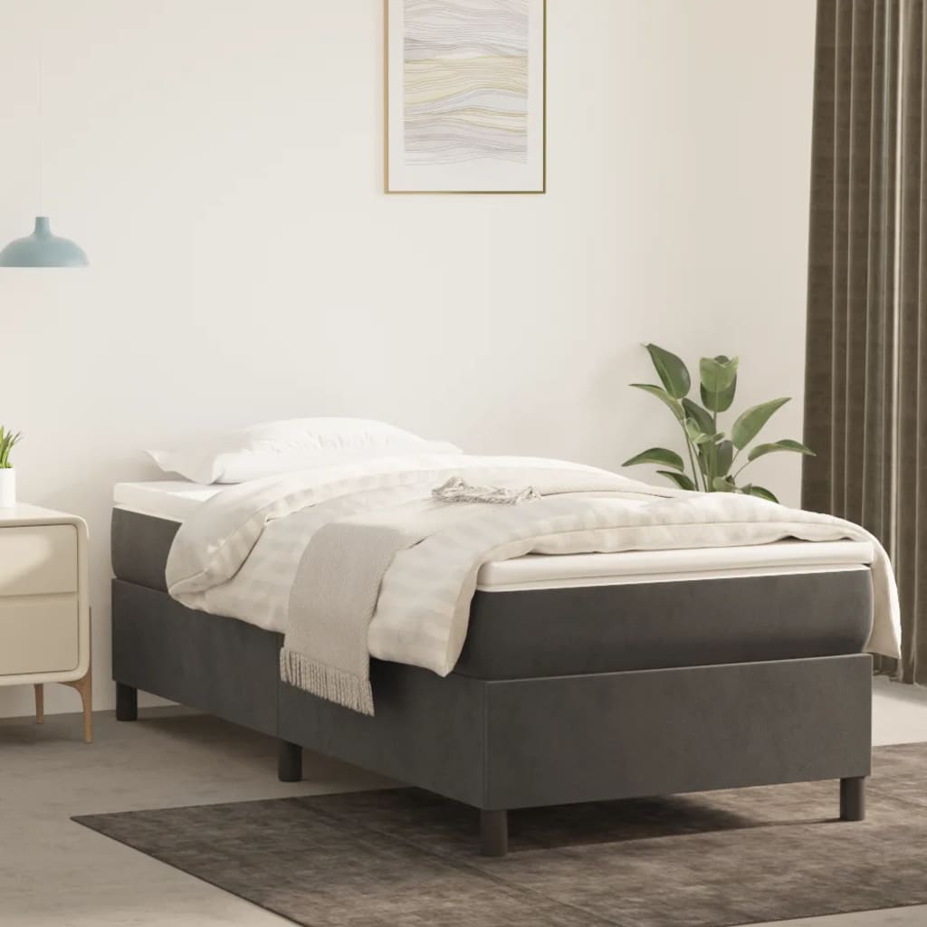 Struttura Letto a Rete a Molle Grigio Scuro 80x200 cm Velluto