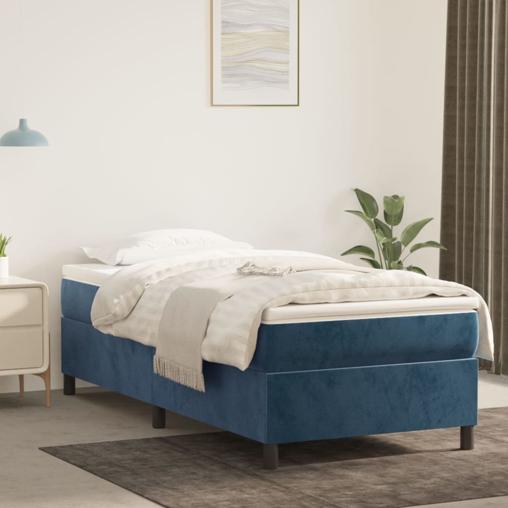 Struttura Letto a Rete a Molle Blu Scuro 80x200 cm in Velluto