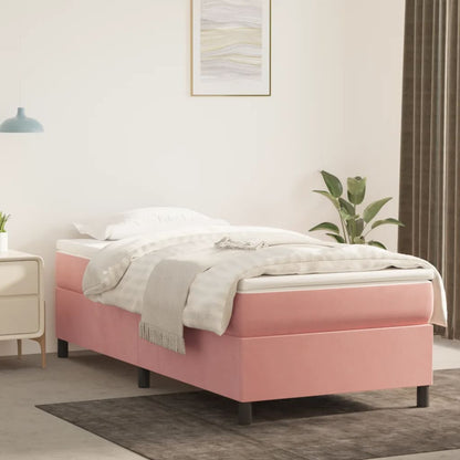 Struttura Letto a Rete a Molle Rosa 80x200 cm in Velluto