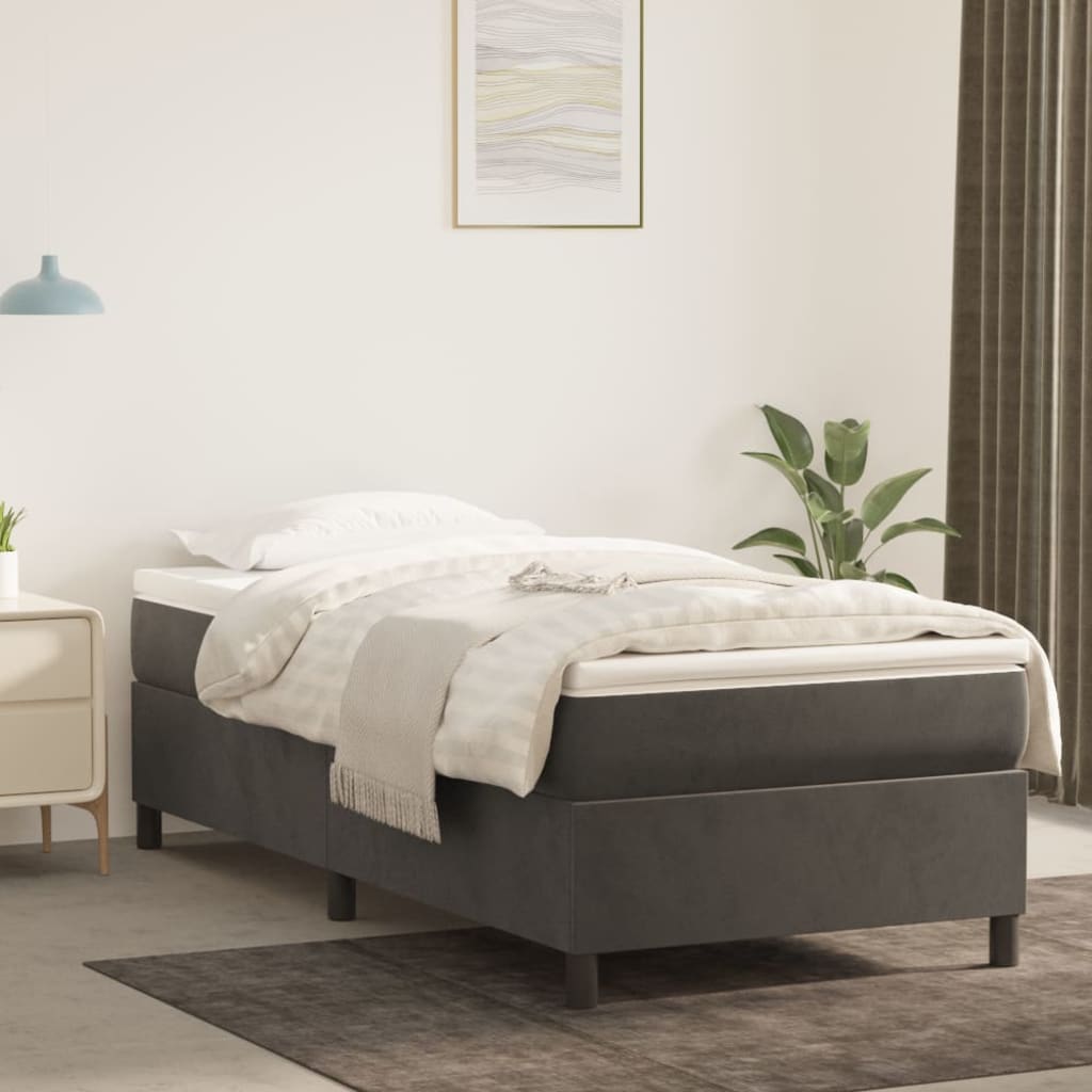 Struttura Letto a Rete a Molle Grigio Scuro 90x190 cm Velluto