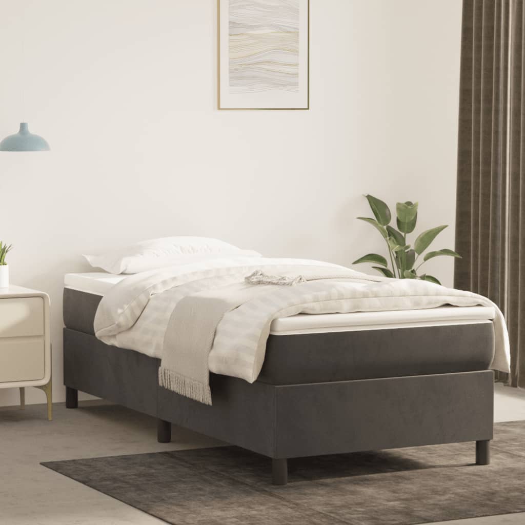 Struttura Letto a Rete a Molle Grigio Scuro 90x200 cm Velluto
