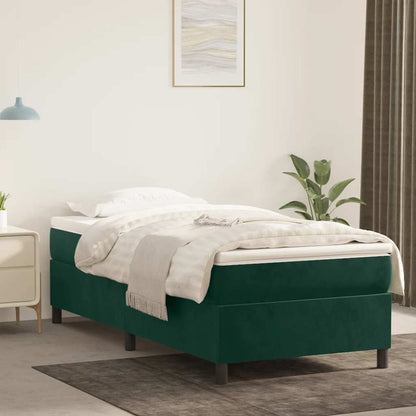 Struttura Letto a Rete a Molle Verde Scuro 90x200 cm in Velluto