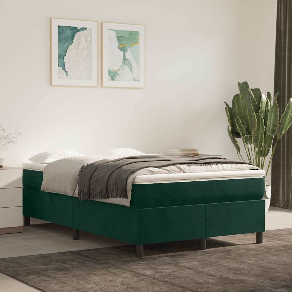 Struttura Letto a Rete a Molle Verde Scuro 120x200 cm in Velluto