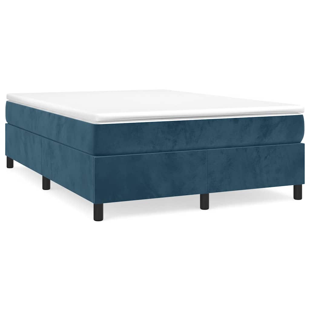 Struttura Letto a Rete a Molle Blu Scuro 140x190 cm in Velluto