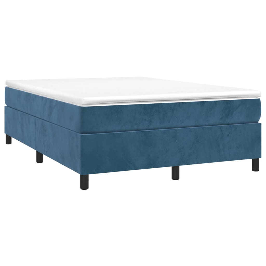 Struttura Letto a Rete a Molle Blu Scuro 140x190 cm in Velluto