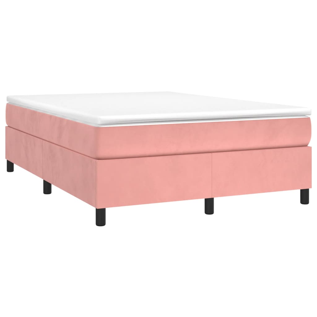 Struttura Letto a Rete a Molle Rosa 140x190 cm in Velluto