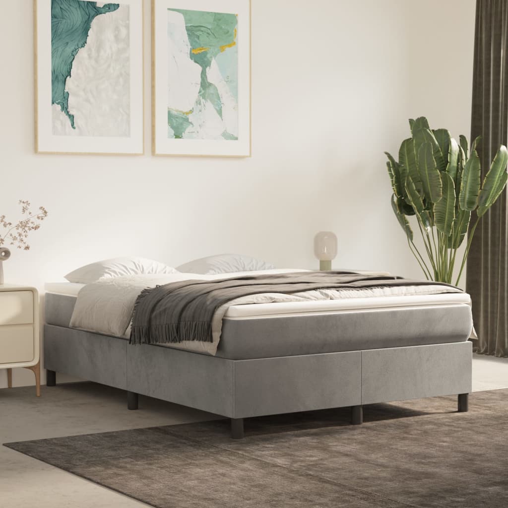 Struttura Letto a Rete a Molle Grigio Chiaro 140x200 cm Velluto