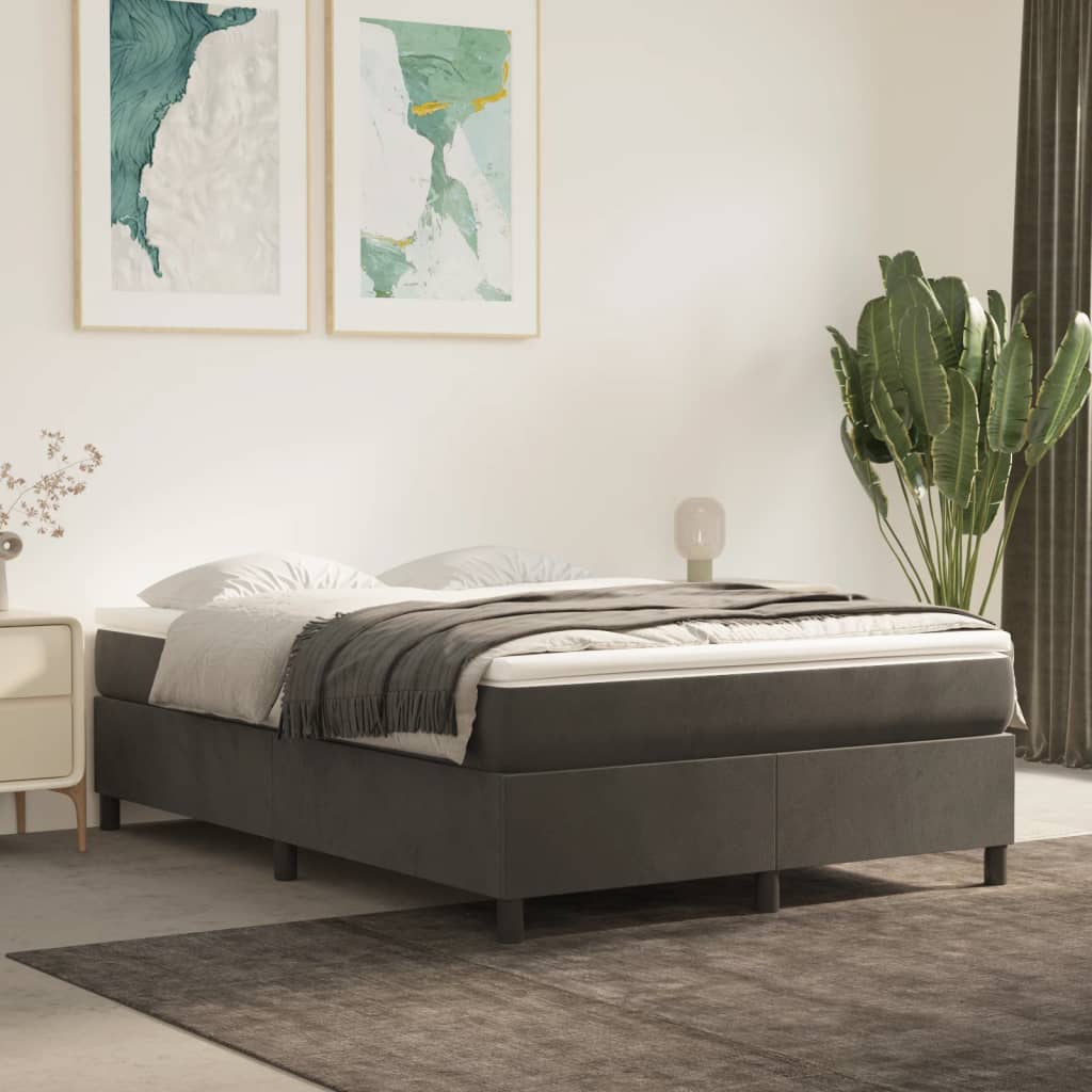 Struttura Letto a Rete a Molle Grigio Scuro 140x200 cm Velluto