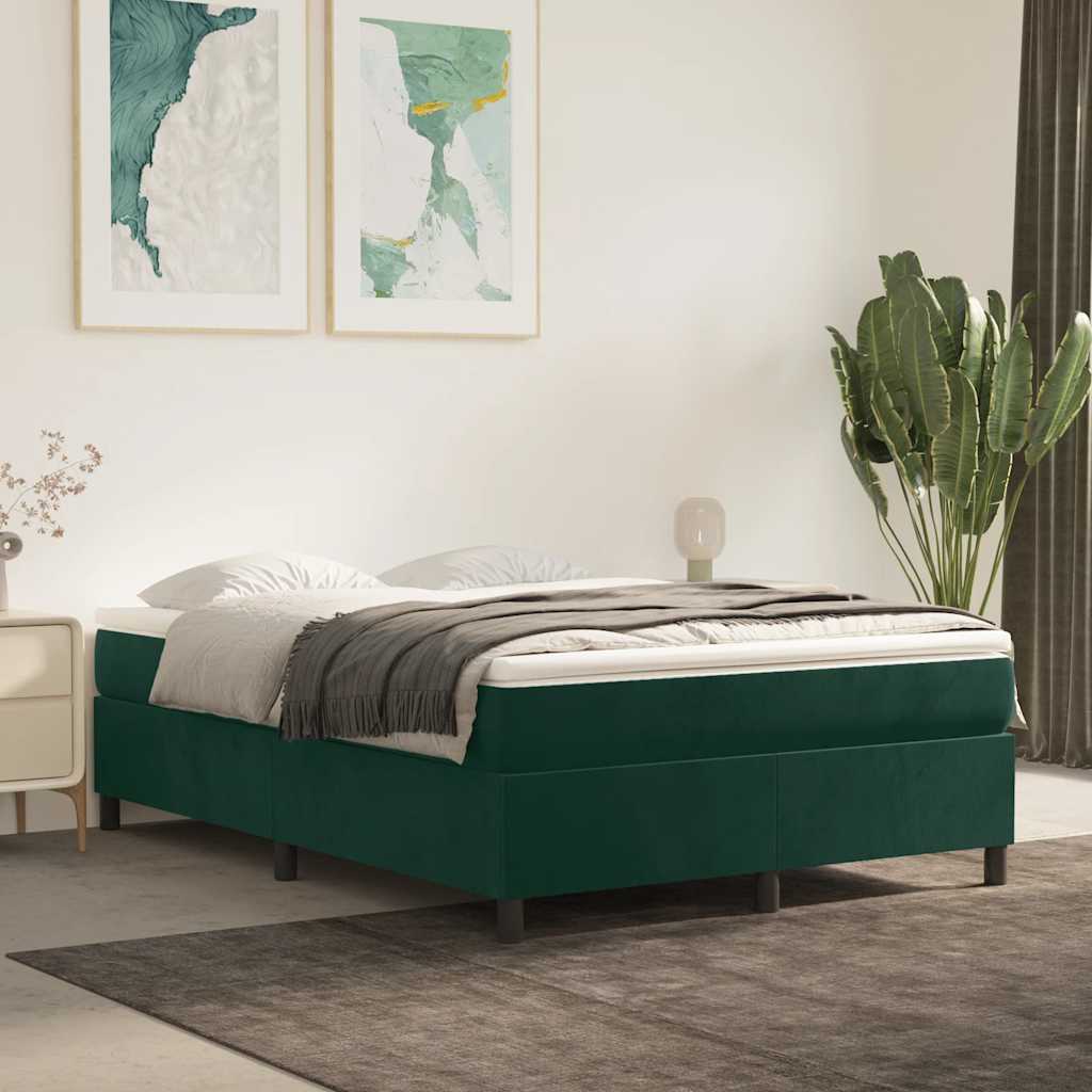 Struttura Letto a Rete a Molle Verde Scuro 140x200 cm in Velluto