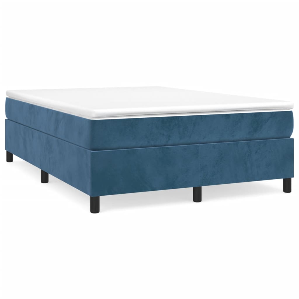 Struttura Letto a Rete a Molle Blu Scuro 140x200 cm Velluto