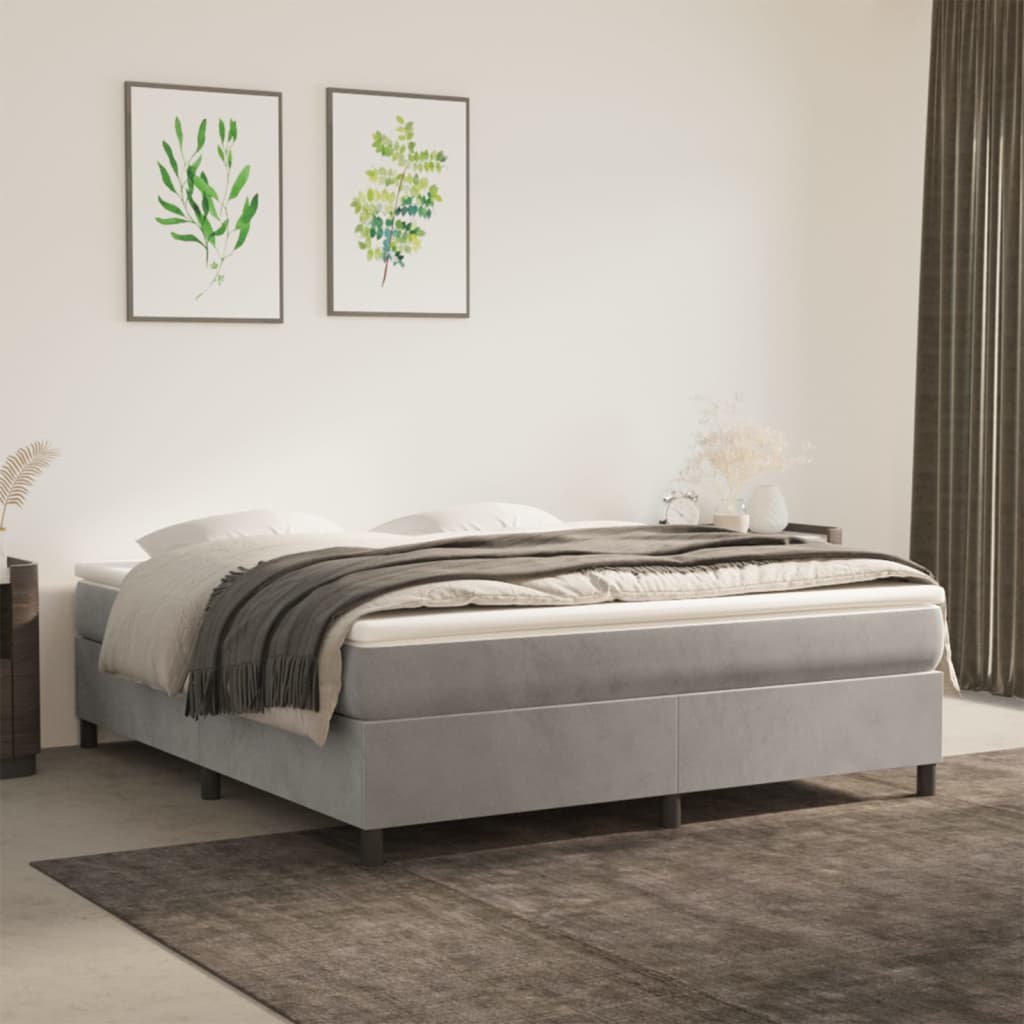 Struttura Letto a Rete a Molle Grigio Chiaro 160x200 cm Velluto