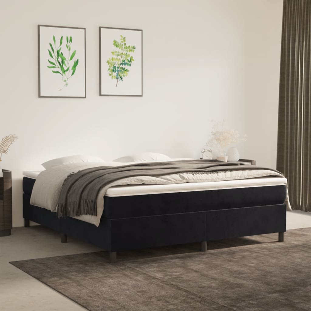 Struttura Letto a Rete a Molle Nero 160x200 cm in Velluto