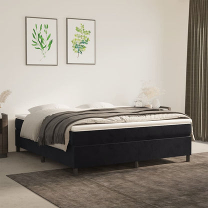 Struttura Letto a Rete a Molle Nero 160x200 cm in Velluto