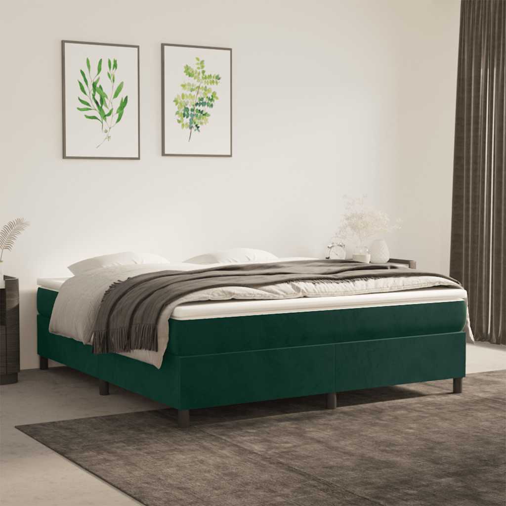 Struttura Letto a Rete a Molle Verde Scuro 160x200 cm in Velluto