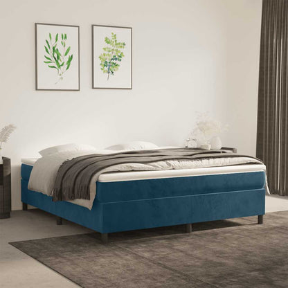 Struttura Letto a Rete a Molle Blu Scuro 160x200 cm in Velluto