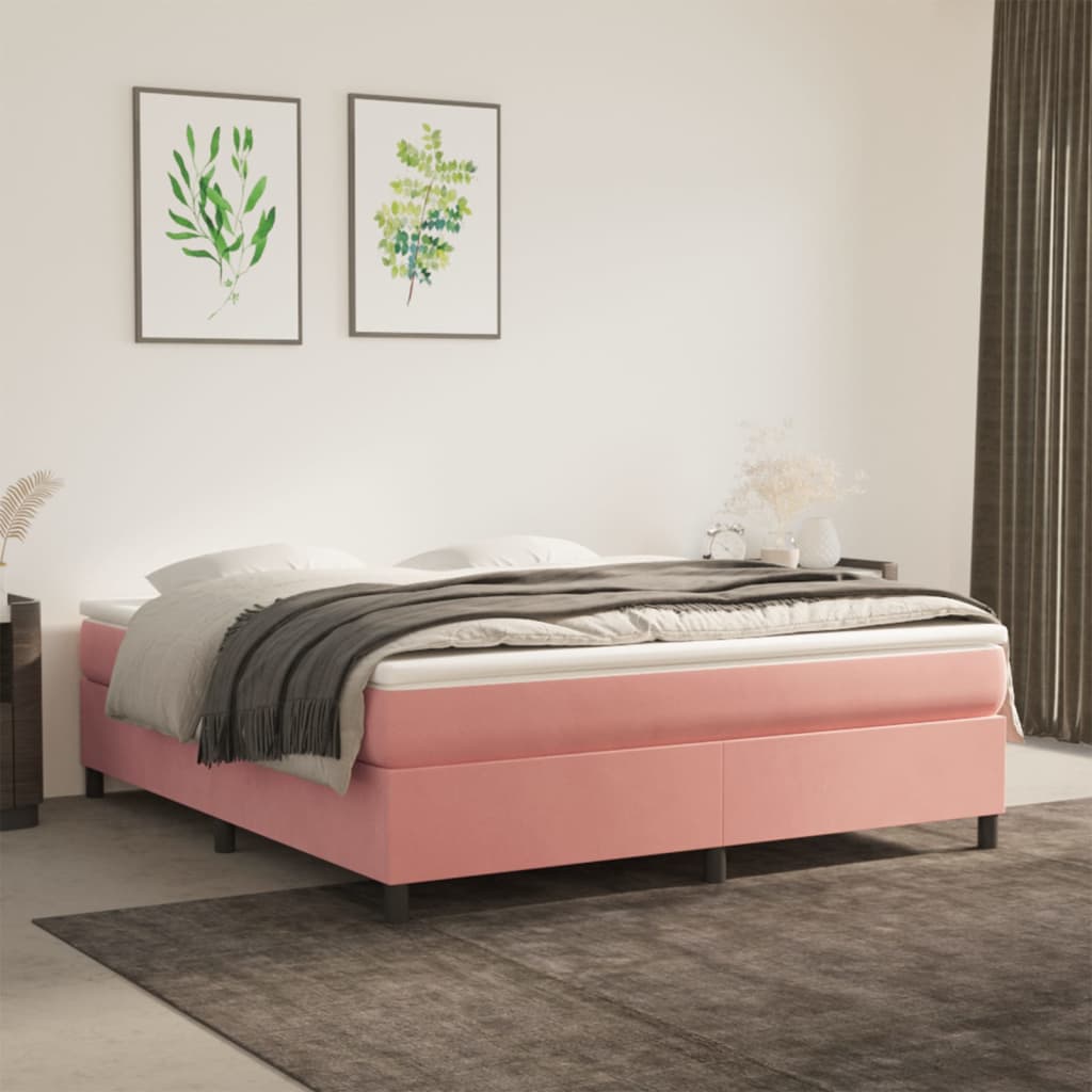 Struttura Letto a Rete a Molle Rosa 160x200 cm in Velluto