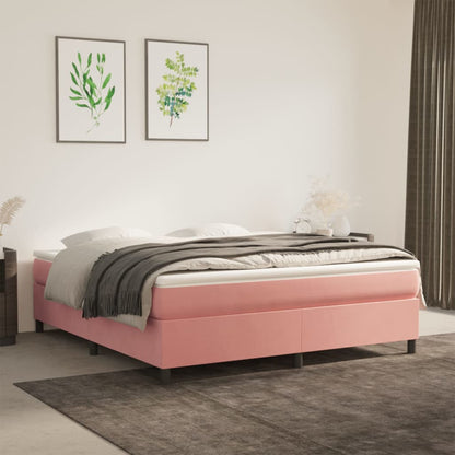 Struttura Letto a Rete a Molle Rosa 160x200 cm in Velluto