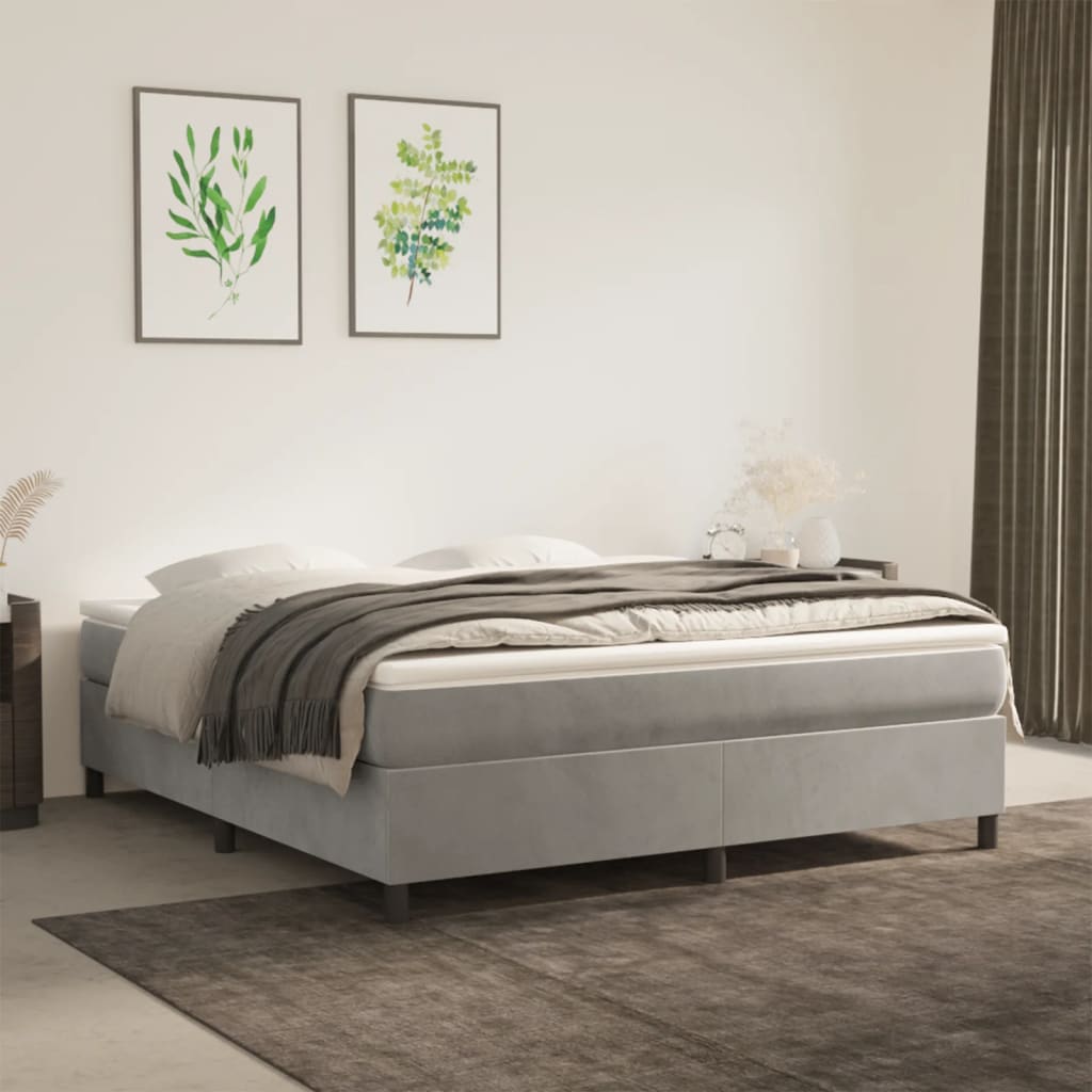 Struttura Letto a Rete a Molle Grigio Chiaro 180x200 cm Velluto