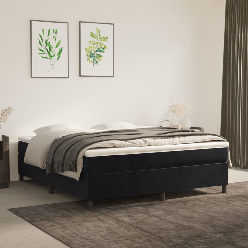 Struttura Letto a Rete a Molle Nero 180x200 cm in Velluto