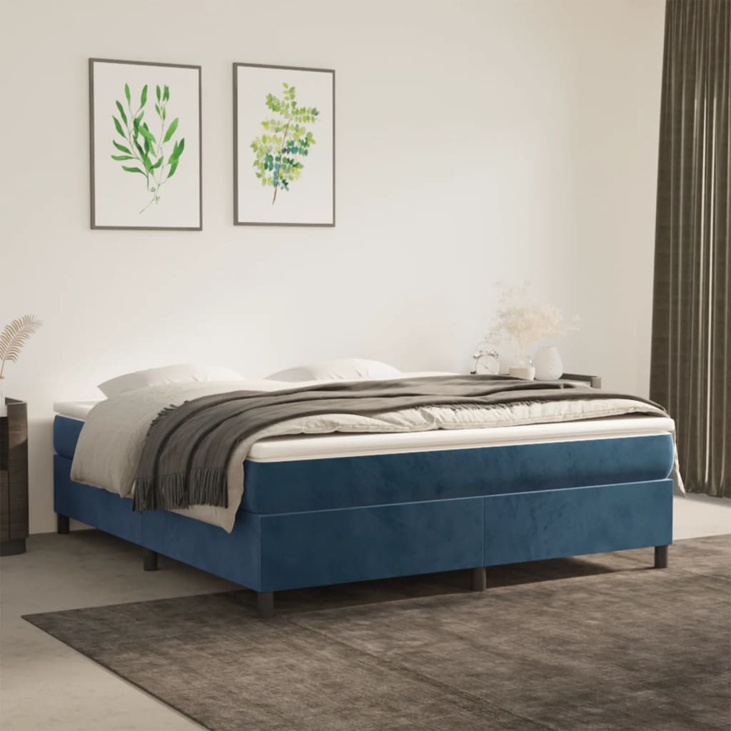Struttura Letto a Rete a Molle Blu Scuro 180x200 cm in Velluto