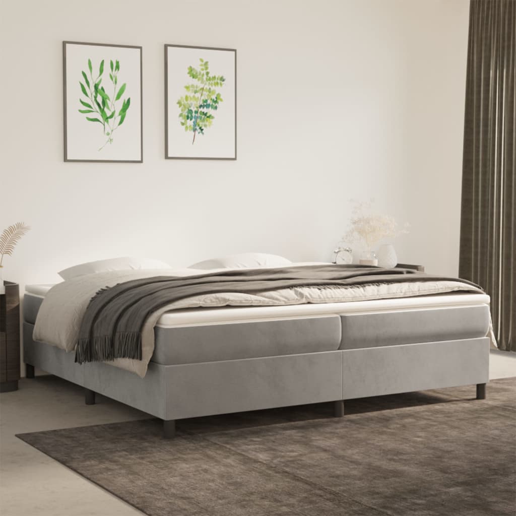 Struttura Letto a Rete a Molle Grigio Chiaro 200x200 cm Velluto