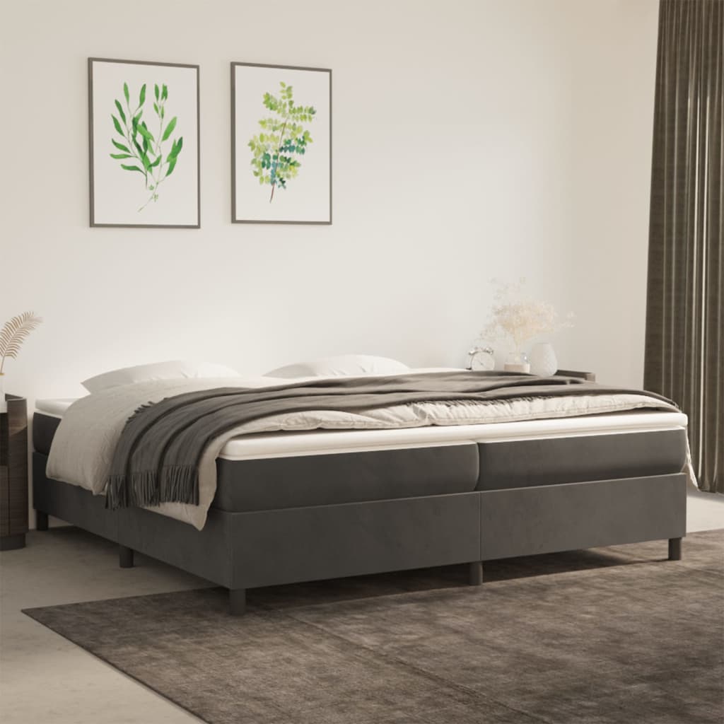Struttura Letto a Rete a Molle Grigio Scuro 200x200 cm Velluto