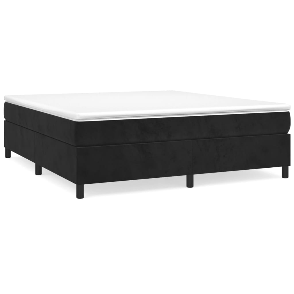 Struttura Letto a Rete a Molle Nero 200x200 cm in Velluto