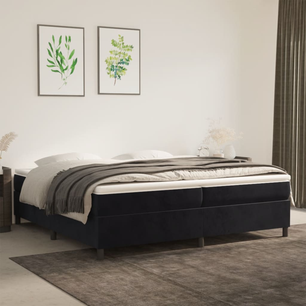 Struttura Letto a Rete a Molle Nero 200x200 cm in Velluto