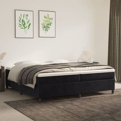 Struttura Letto a Rete a Molle Nero 200x200 cm in Velluto